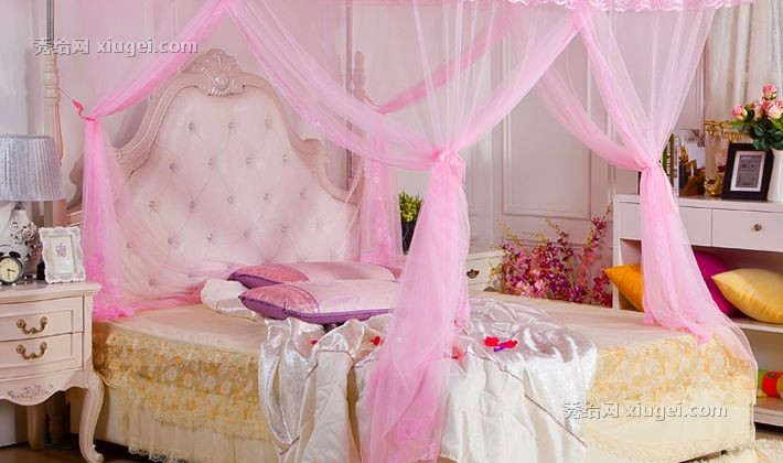 法丹兰家纺钓鱼杆伸缩蚊帐，宫廷风落地支架不需打墙固定-货号: WZ002