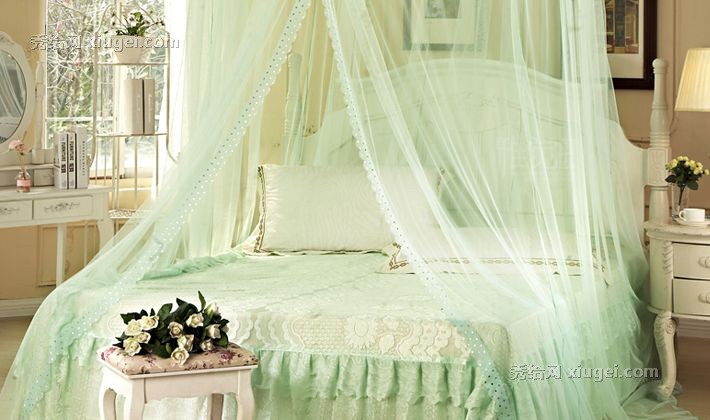 雅觉浪漫公主风简约蚊帐，吊挂单门加宽碎花蚊帐，YJDD1801