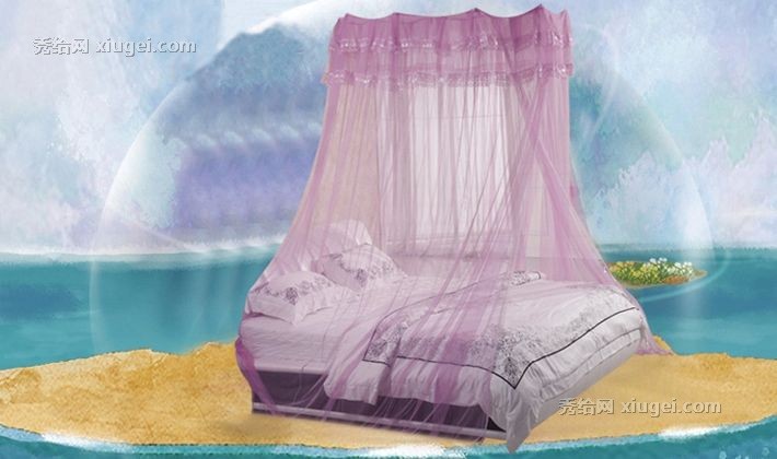 圣安贝宫廷式吊挂圆顶蚊帐，时尚多色英式防蚊帐，可旋转纱帐