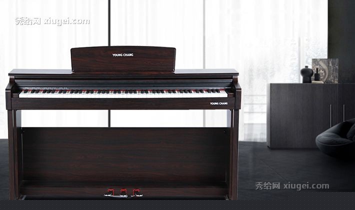 英昌kc8初学者钢琴，黑色立式电钢琴，智能数码钢琴