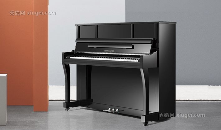 珠江京黑色珠长方形钢琴，云杉木88键初学者练习琴，型号：w1w2w3