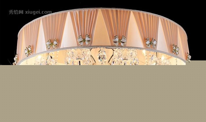 摩灯会8003型号卧室水晶吸顶灯，欧式布艺电镀抛光LED清光灯具