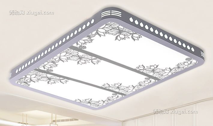 POK现代LED金属底卧室吸顶灯，无极调光羊皮纸面罩灯饰，型号P-M