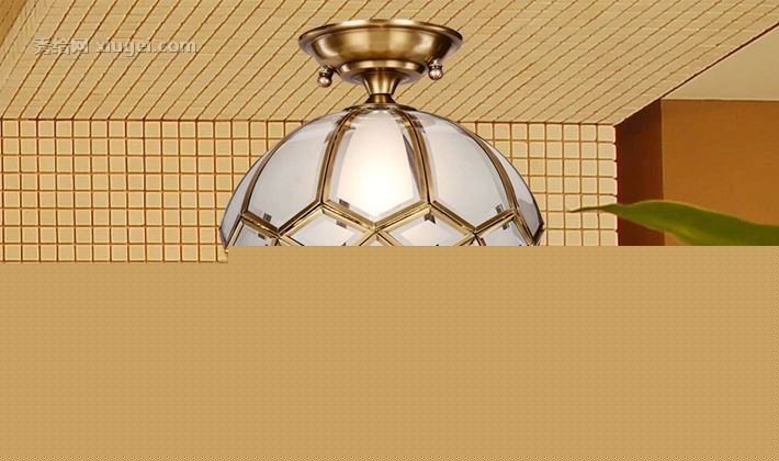 福瑞达全铜花形过道吸顶灯，加厚吸盘玻璃灯罩阳台灯，型号: T17/1X