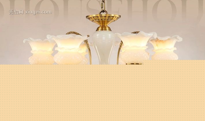 欧塞洛斯全铜客厅吊灯，欧式仿古节能灯，H55型号树脂仿玉吸顶灯