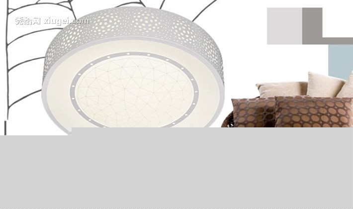 华艺灯饰双光LED吸顶灯，客厅亚克力圆形灯，三色温铁艺吸顶灯型号: ix32