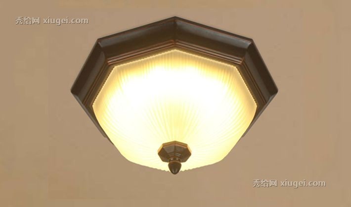 羽柏CL1818F铁艺底托哑光复古吸顶灯，酸洗玻璃灯罩吸顶灯