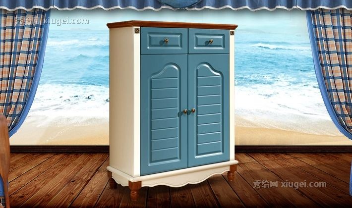 诗帝轩地中海鞋柜，实木橡木推拉式鞋架，玄关鞋柜型号231