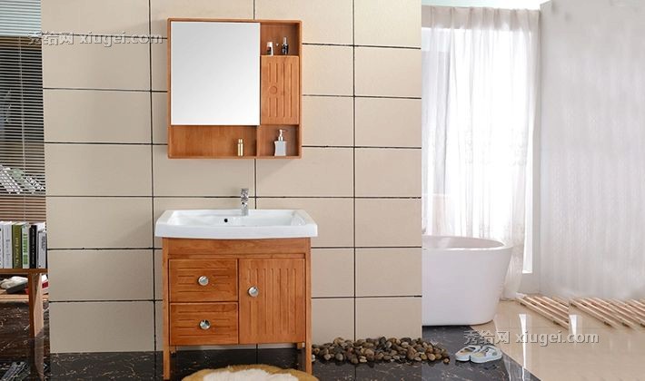 落地式实木卫浴组合洗衣池，苏曼迪中式多功能洗衣柜，型号: SMD-11014