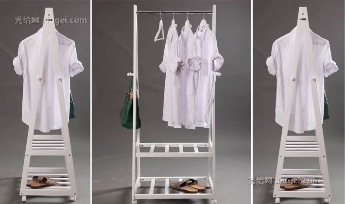 沃杰YC08044宜家衣帽架，实木带滑轮衣架，多用途光滑表面衣架