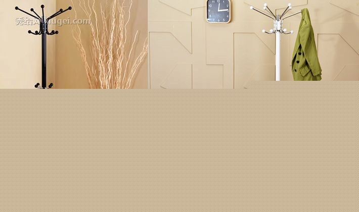 三强精美铁艺美式衣帽架，黑白双色不同底盘时尚衣帽架，货号Y-254