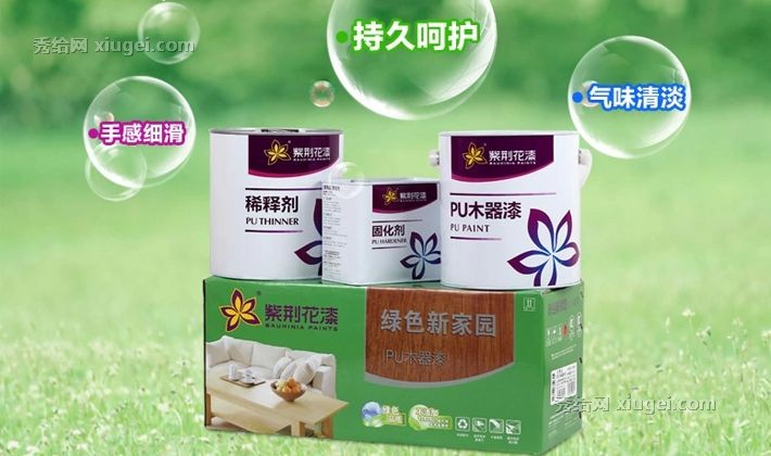 紫荆花漆品牌哑光家具面漆，环保净味绿色油漆，型号SF99SG套装