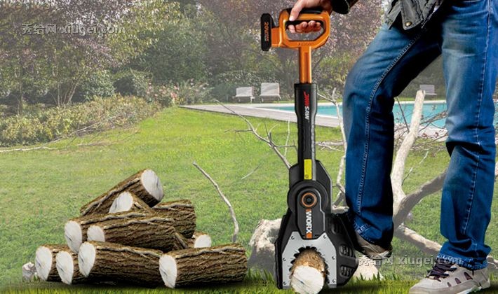 威克士黑色虎口形电链锯，20伏锂电池休闲园艺电动工具，型号：WG329e