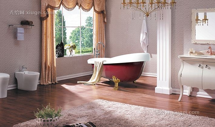 欧式米珠光色贵妃浴缸，艾戈恋家AG-811独立式浴缸，内嵌式下水管道金电镀抛光支脚