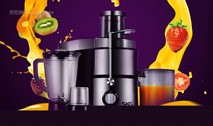 SKG汁渣分离不锈钢家用原汁机，一机三用全能料理机，型号：ZZ3254