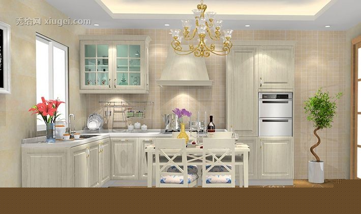 尚品宅配L型防潮板整体橱柜，欧式新古典风格橱柜，定制专家，品质更优，型号F18017