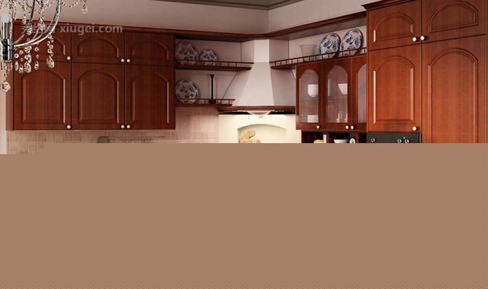 丽维家新古典刨花板整体橱柜，石英石台面，橱柜8999环保L型