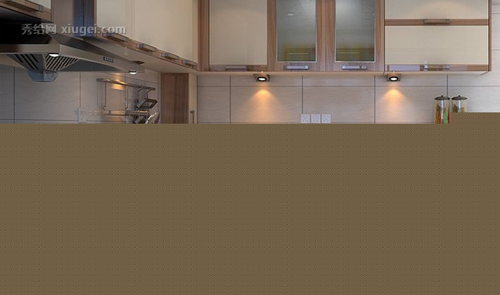 欧派T字形整体橱柜可定做，型号：OP12-L045人造石台面厨房柜，现代简约多功能橱柜