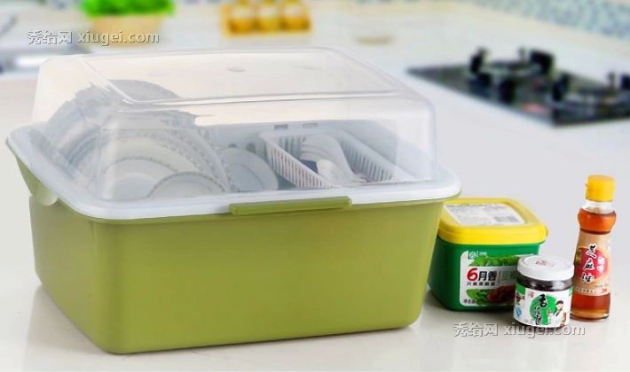 沃之沃牌环保塑料置物架，6001大号碗盘置物架，特制透明盖子设计