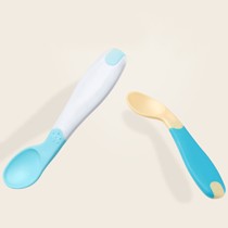 蒂爱宝宝辅食喂养硅胶勺，感温防烫儿童吃饭勺子，货号: 113187