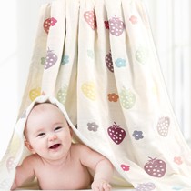 自然密码新生儿纱布浴巾，六层纯棉卡通宝宝盖巾被，2001透气防湿疹被子