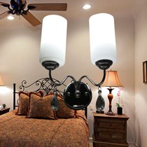 雷士照明镀铬壁灯，LED光源照明灯，现代卧室双头壁灯EUB9010