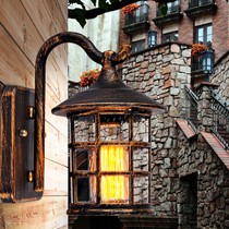 迪圣奇玻璃灯罩喷漆磨砂壁灯，复古过道铝合金防水室外灯，型号: 2701