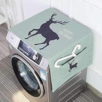 南柯一梦LGB01鹿系两用盖布，易洗棉麻洗衣机防尘罩，时尚印花收纳挂袋