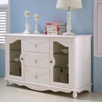 林氏木业仿古白田园餐边柜，板式玻璃双开门餐边柜，型号BD1T