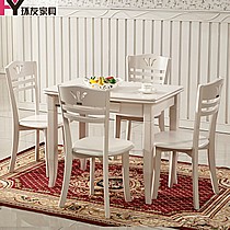 环友品牌精致桦木长方形餐桌，时尚田园风格饭桌，欧式乳白色，新自然主义