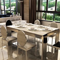 洛克威登简约现代高档餐桌椅组合，不锈钢大理石加固餐桌，550A