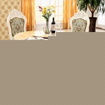 天秤座欧式圆形橡木大理石餐桌，T-002系列雕刻旋转餐桌椅组合