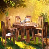 唯克美家实木圆形餐桌，东南亚风组装餐桌，型号556饭桌