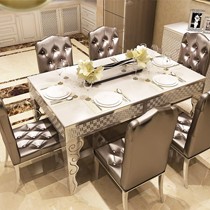 LKWD/洛克威登长方形带钻餐桌,大理石镂空桌脚环保餐桌