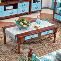 时代木匠地中海复古拉手茶几，小户型板式海天蓝茶几，型号JM601B