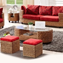 藤编大师东南亚茶几，椭圆形藤艺茶台，进口印尼藤木茶桌HC608-4