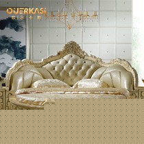欧尔卡斯欧式圆床，高档软皮实木雕花真皮床，水晶扣皮艺床，型号622