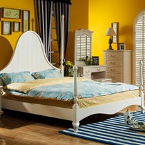 阿里丫丫高档实木双人床，1.8*2.0米时尚卧房床具，象牙白家居卧床