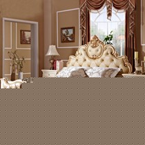 法丽莎实木欧式双人床，高档雕花真皮饰面床具，008C烤漆卧床家具