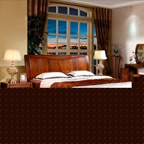 皇家匠人全实木雕刻双人床，胡桃木弧线形双人床，型号: HS-8011#床