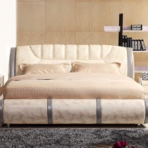 1.8米时尚皮艺大床，皇朝头层牛皮双人床，型号: QKRA1302