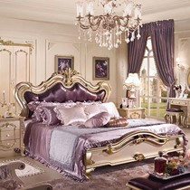 1.8米欧式真皮储物床，法拉丹顿立体实木雕花床，型号W88奢华工艺婚床