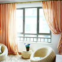 杰卡德条纹穿杆式布艺窗帘，天然纯棉遮光家居布艺软饰，货号30212