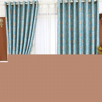 乐巢家居穿杆式成品布艺窗帘，高遮光撞色花纹窗帘，型号: 10317026201526