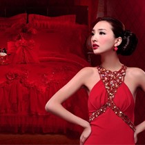 雅吖HQ001纯棉九件套，贡缎提花透气1.8米床上套件，保暖植物花卉饰面被枕套装