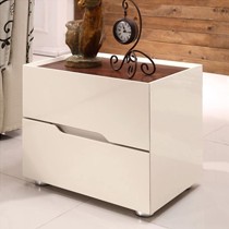 林氏木业KB183时尚简约床头柜，杏色亮光环保板式卧室家具