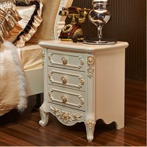 丁满堂欧式象牙白实木床头柜，J2151系列带阻尼描金雕花床边柜