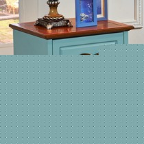 比其地中海风情床头柜，双抽屉床边储物柜，实木打造经久耐用