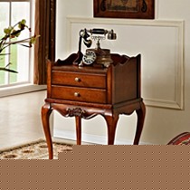 广兰家具品牌GX8221型号床头柜，双抽抽屉储物柜，实木雕花床边柜