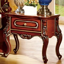 罗轩尚品印尼进口全橡木家具，新古典高贵床头柜，实木雕花储物柜H8808